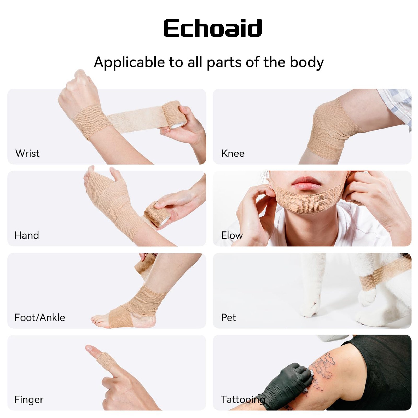 EchoAid Self Adhesive Elastic Bandage Non Woven Self Adhesive Bandage/ Cohesive Bandage/Elastic Bandage Tape for First Aid - Image 4