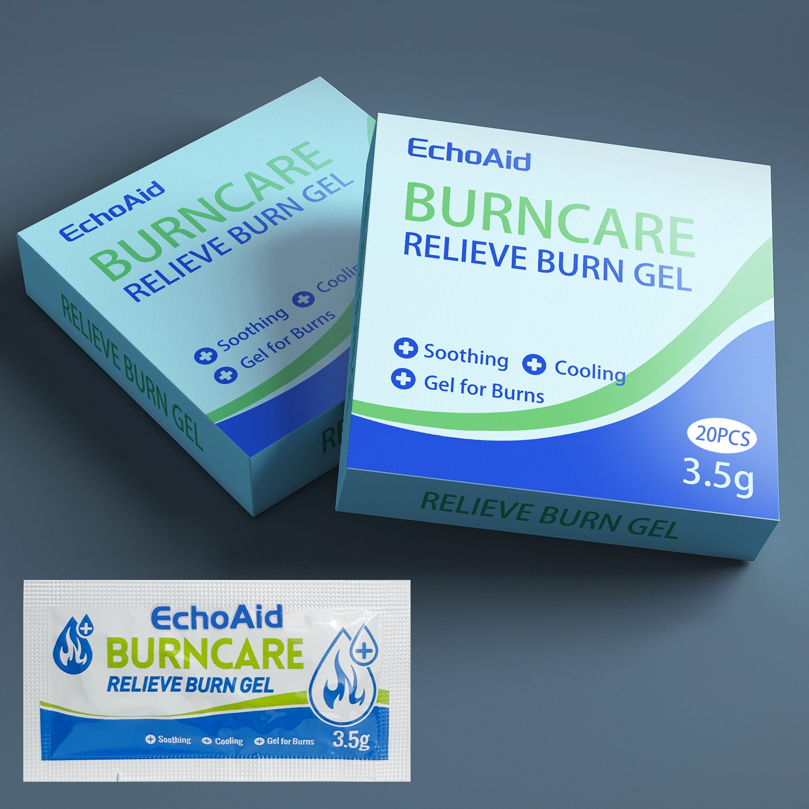 EchoAid Medical Burn Care Dressing Gel for Burn Wound Scar Woods Care Relieve Burn Gel