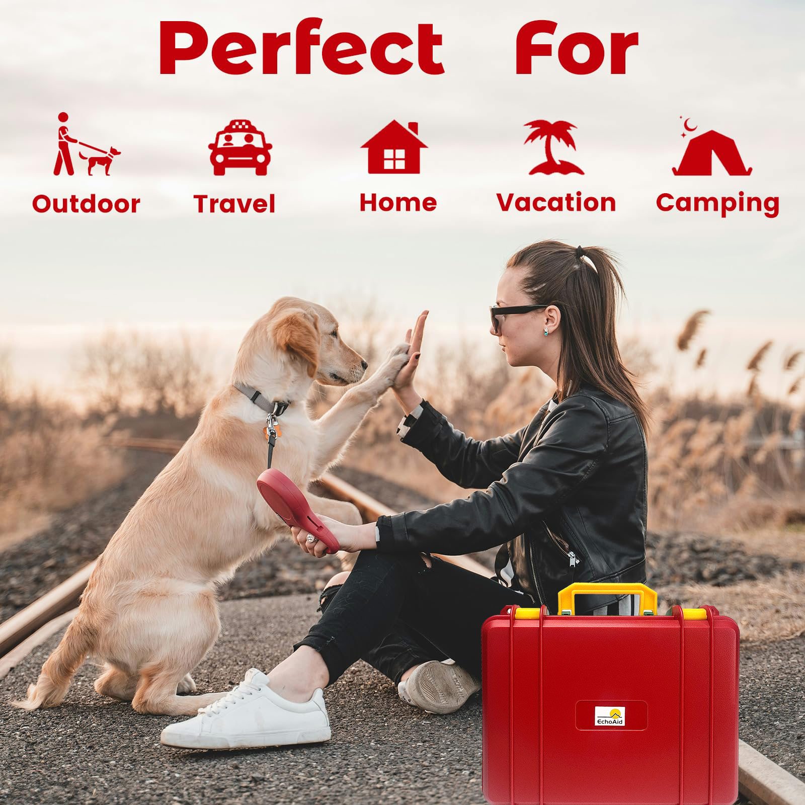 EchoAid Pet emergency kit -Cat & Dog First Aid Kits with Thermometer, Disposable Booties for Car, Home, Office - Image 2