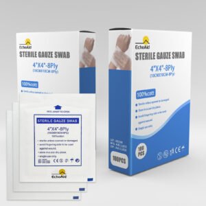 EchoAid 100 Pieces Sterile Gauze Swab, 4x4 inch Gauze Sponges,100% Cotton, 8-Ply Woven No-sterile Gauze